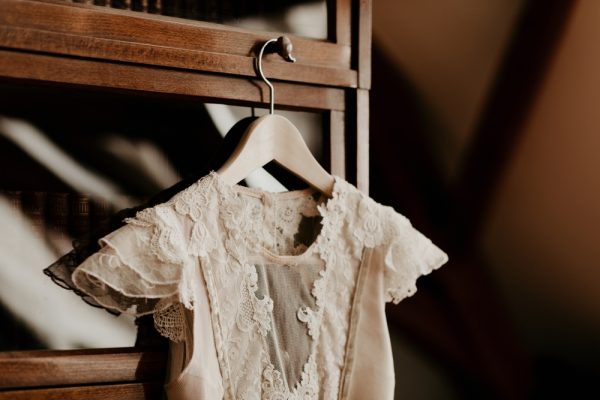 A,Beautiful,Detail,Of,A,Wedding,Dress,,Hanging,On,An